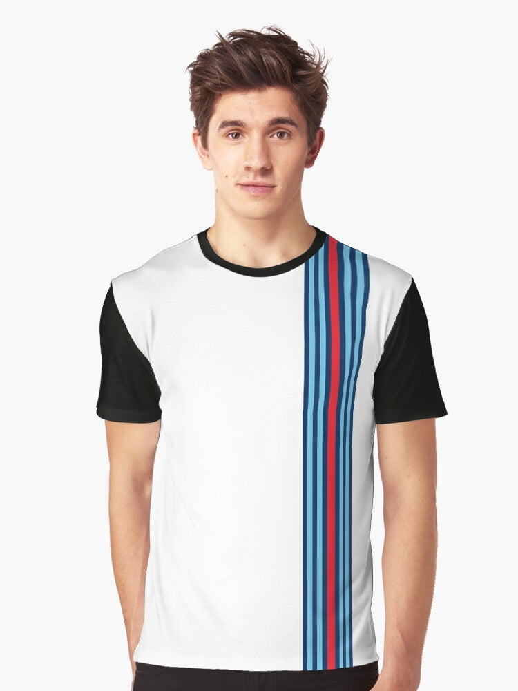 Classic racing stripes graphic t-shirt featuring a vintage and modern design - Men