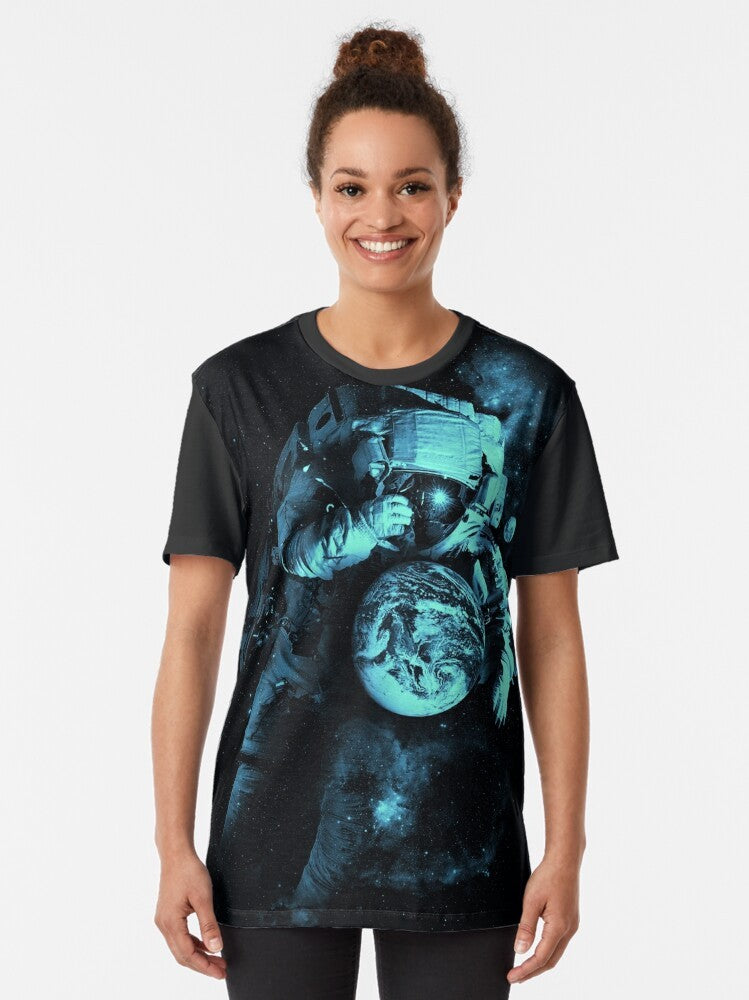 Cosmic Galaxy Astronaut Graphic T-Shirt - Women