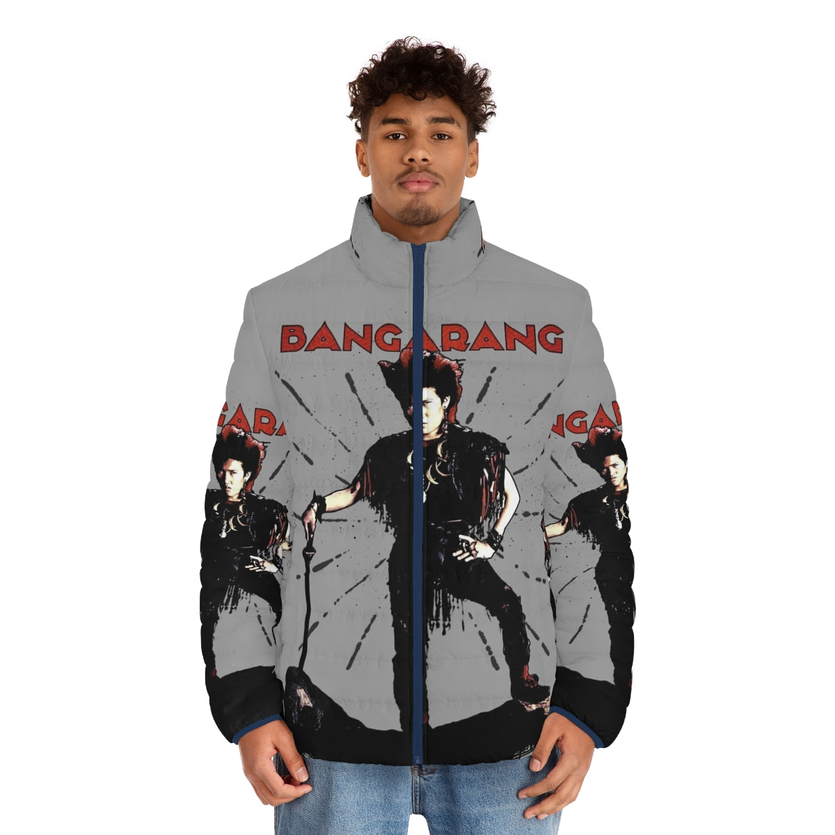 Bangarang Puffer Jacket featuring the iconic Rufio character from the classic 90s movie Hook - men front