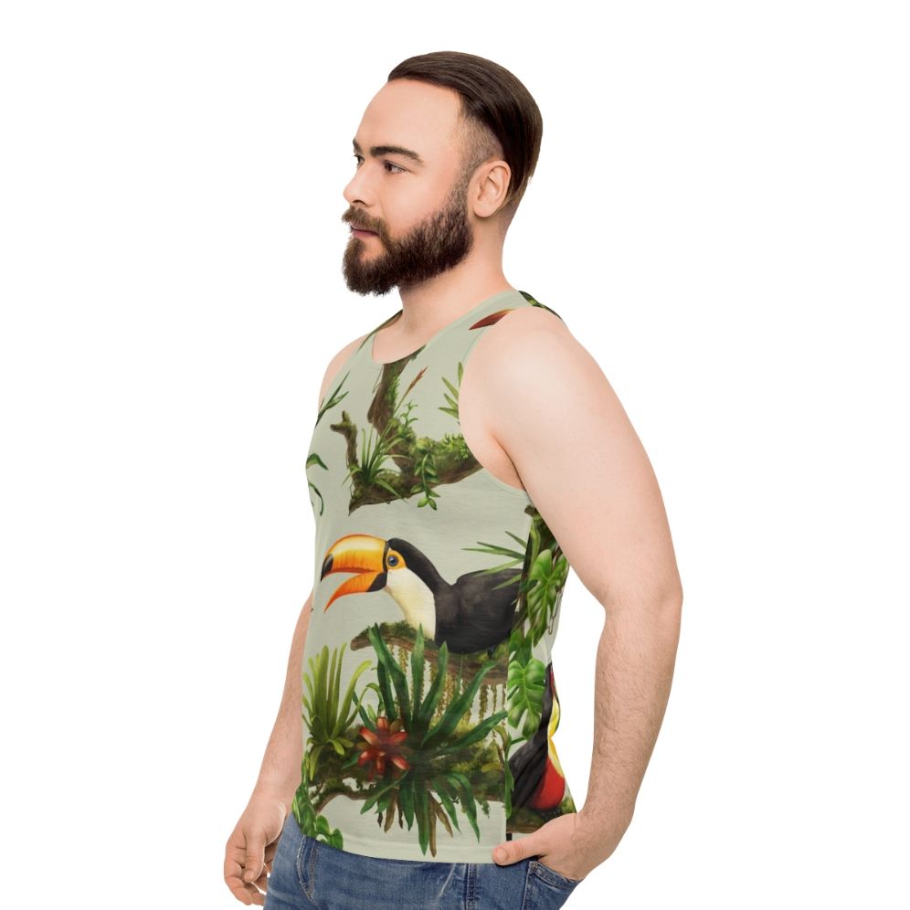 Tropical Toucan and Bromeliad Unisex Tank Top - men side