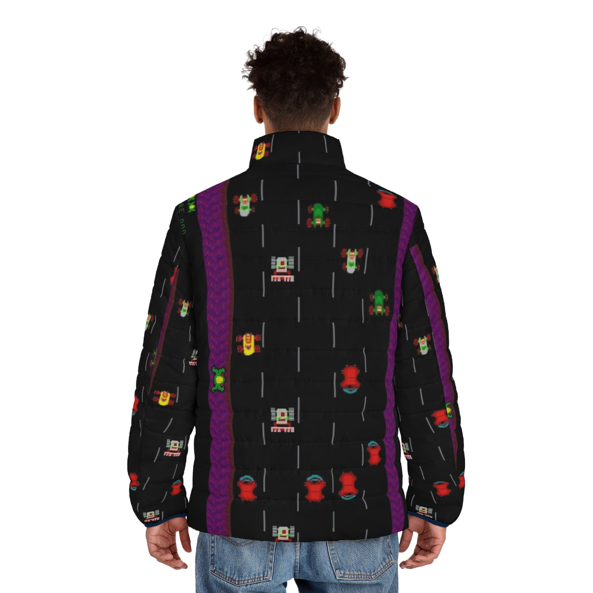 Frogger Puffer Jacket - Retro Gaming Inspired Outerwear - men back