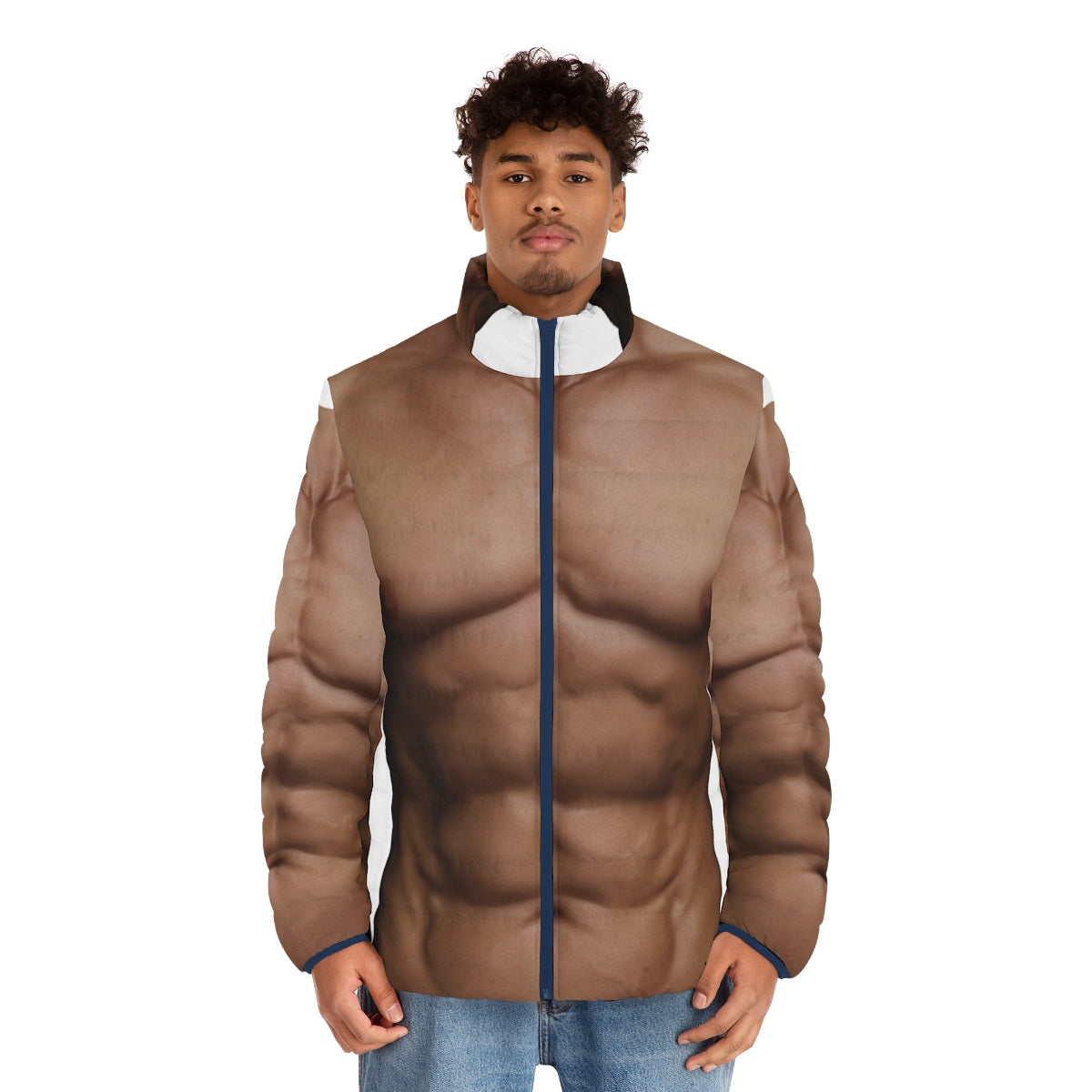 A puffer jacket designed to help build muscle without exercise - men front