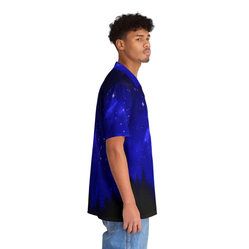 Blue galaxy forest night sky Hawaiian shirt - People Pight