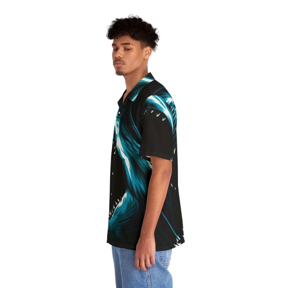 Megalodon Hawaiian Shirt with Shark Predator in the Ocean - People Left