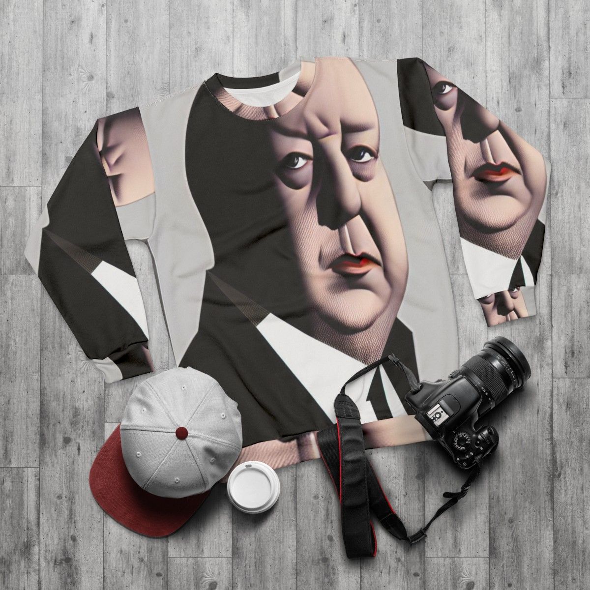 Alfred Hitchcock Portrait Sweatshirt - flat lay