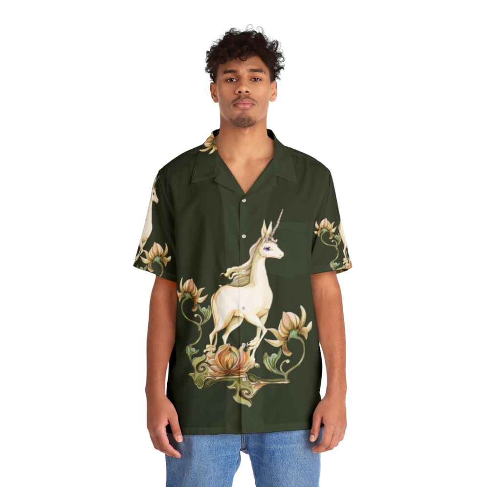 Last Unicorn Floral Fantasy Hawaiian Shirt - People Front