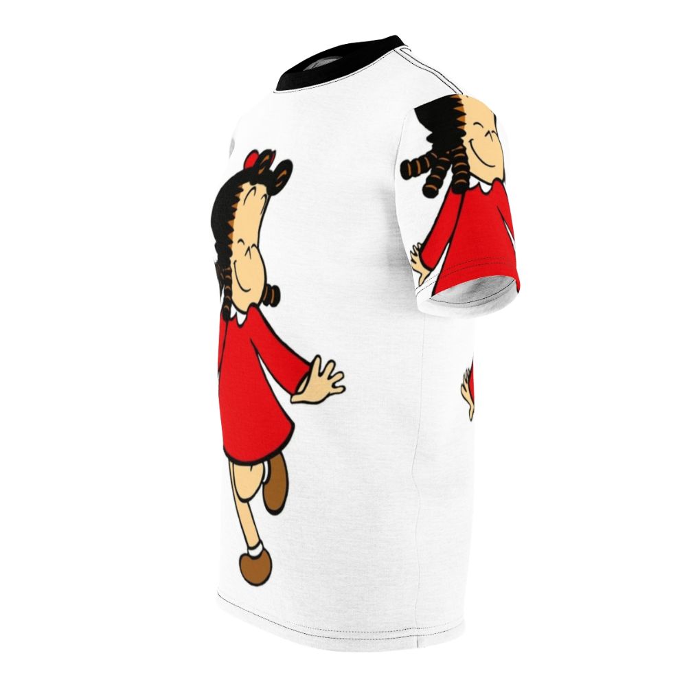 Colorful illustrated t-shirt featuring the iconic character Little Lulu and her adventures. - men left