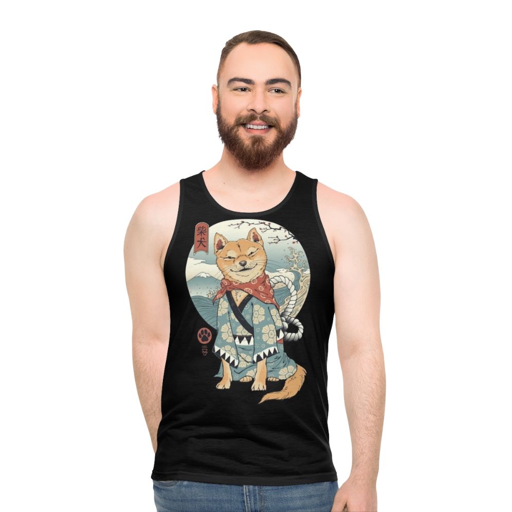 Shiba Inu Unisex Tank Top with Ukiyo-e Inspired Graphic - men