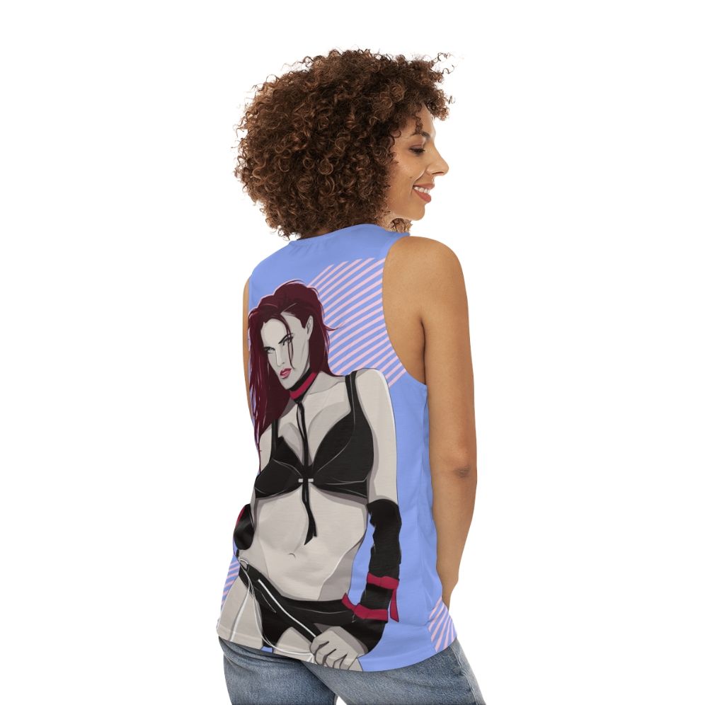 Fiery Diva Unisex Tank Top featuring pop art design for female wrestlers - women back