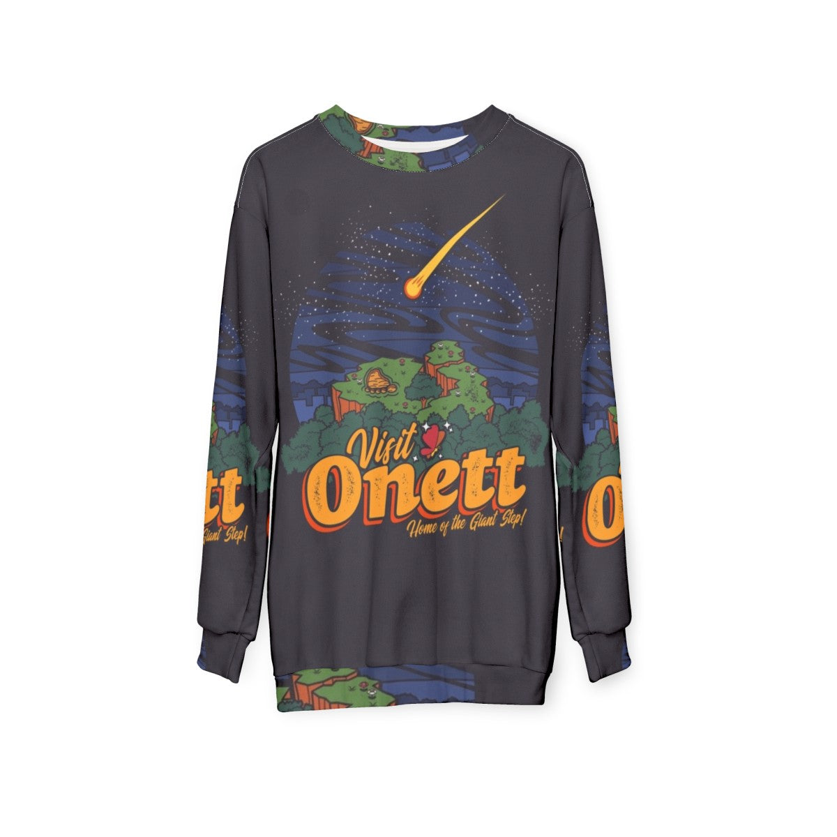 Earthbound Onett Town Sweatshirt - hanging