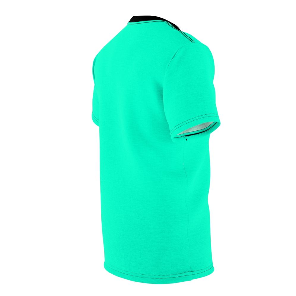 Bright neon gradient and color-block design on a high-quality t-shirt. - men right