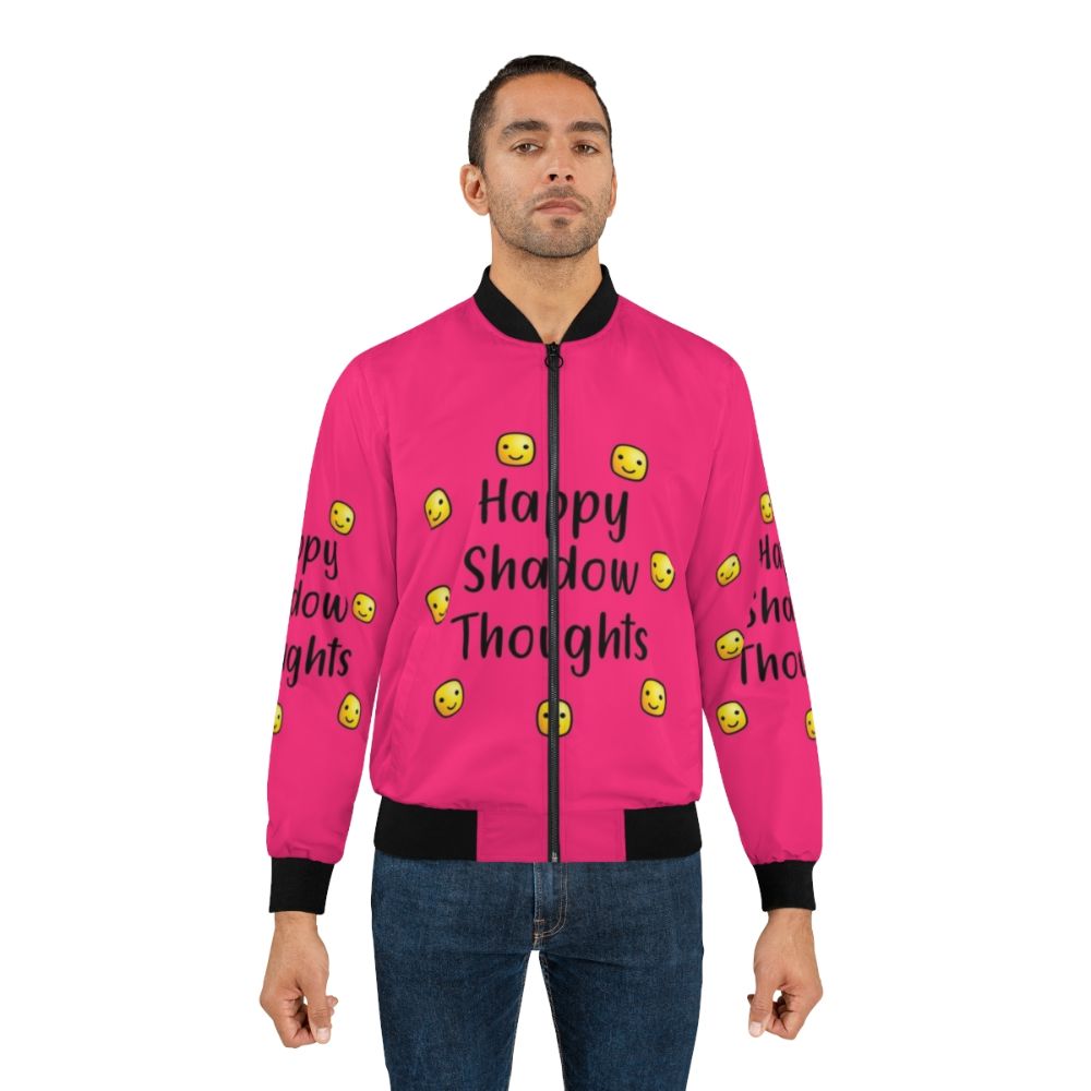 Happy Shadow Thoughts Bomber Jacket with Motivational Quote - Lifestyle