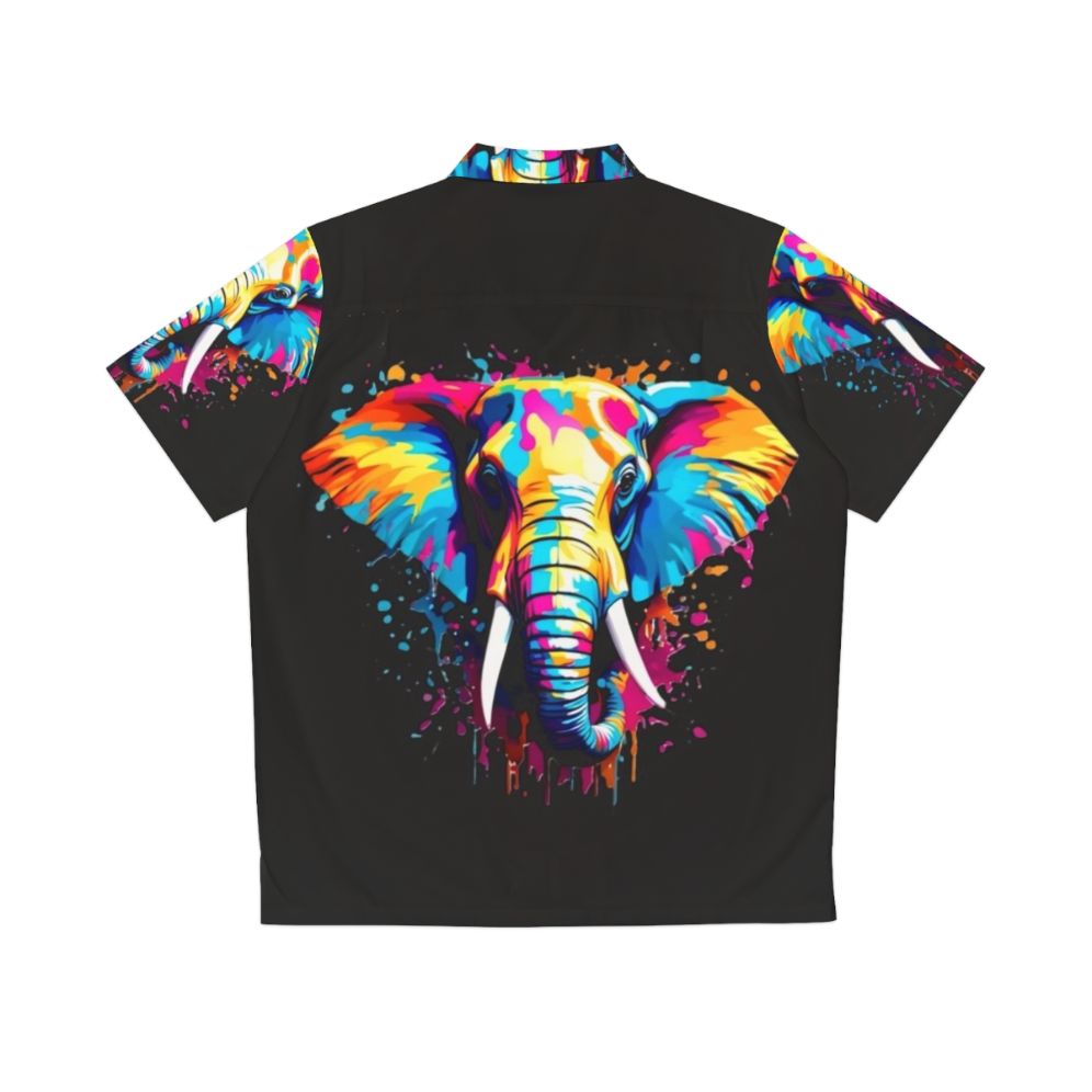 Colorful Hawaiian shirt with a vibrant elephant and animal print design - Back