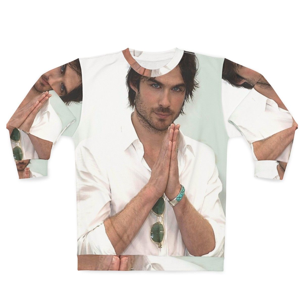 Ian Somerhalder as Damon Salvatore from The Vampire Diaries TV show on a black sweatshirt