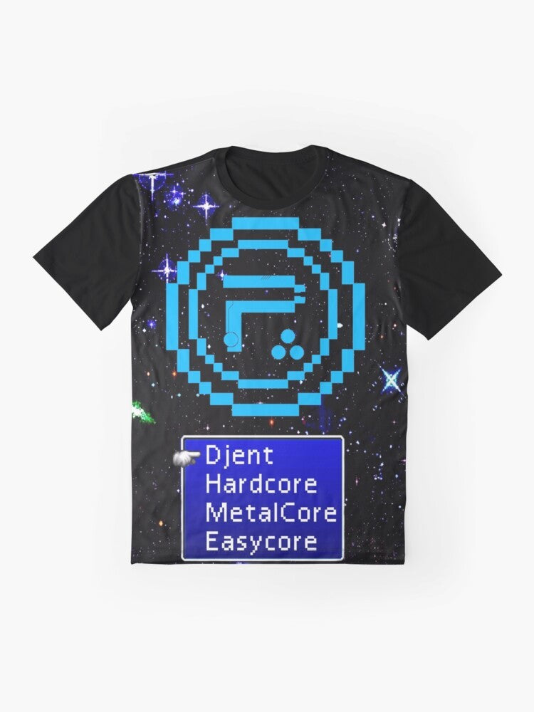 Periphery 8-bit Select Difficulty Graphic T-Shirt with a retro gaming-inspired design - Flat lay