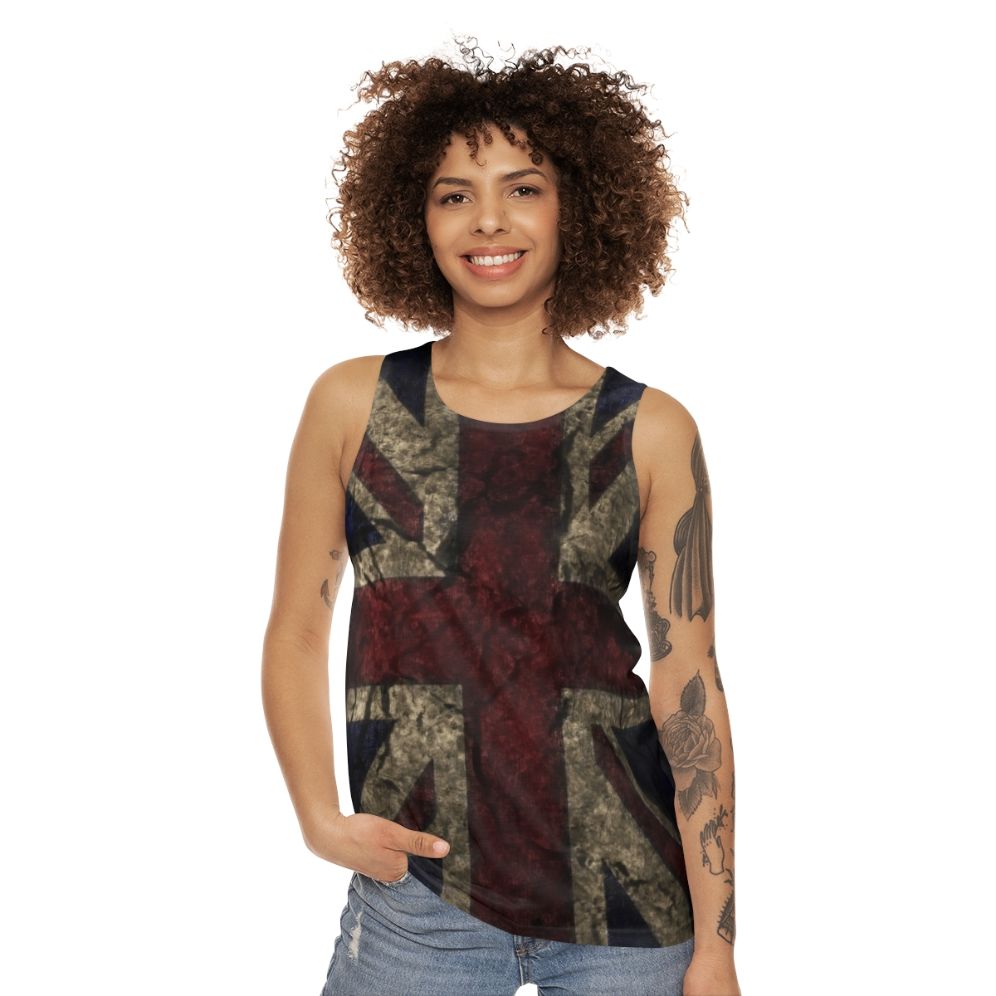 Distressed vintage union jack punk tank top - women