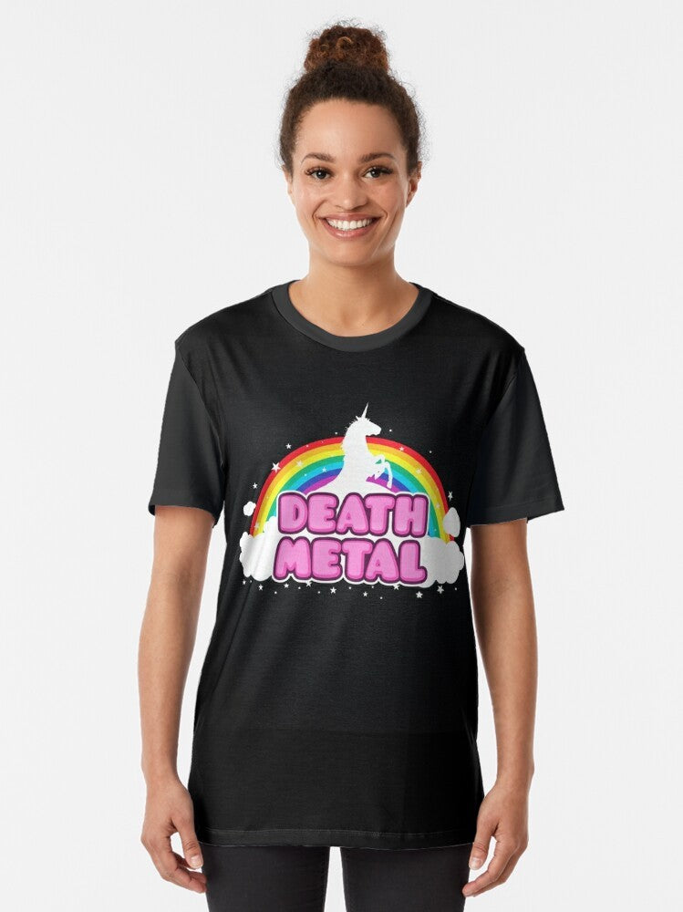 Death metal unicorn mosh parody design graphic t-shirt - Women