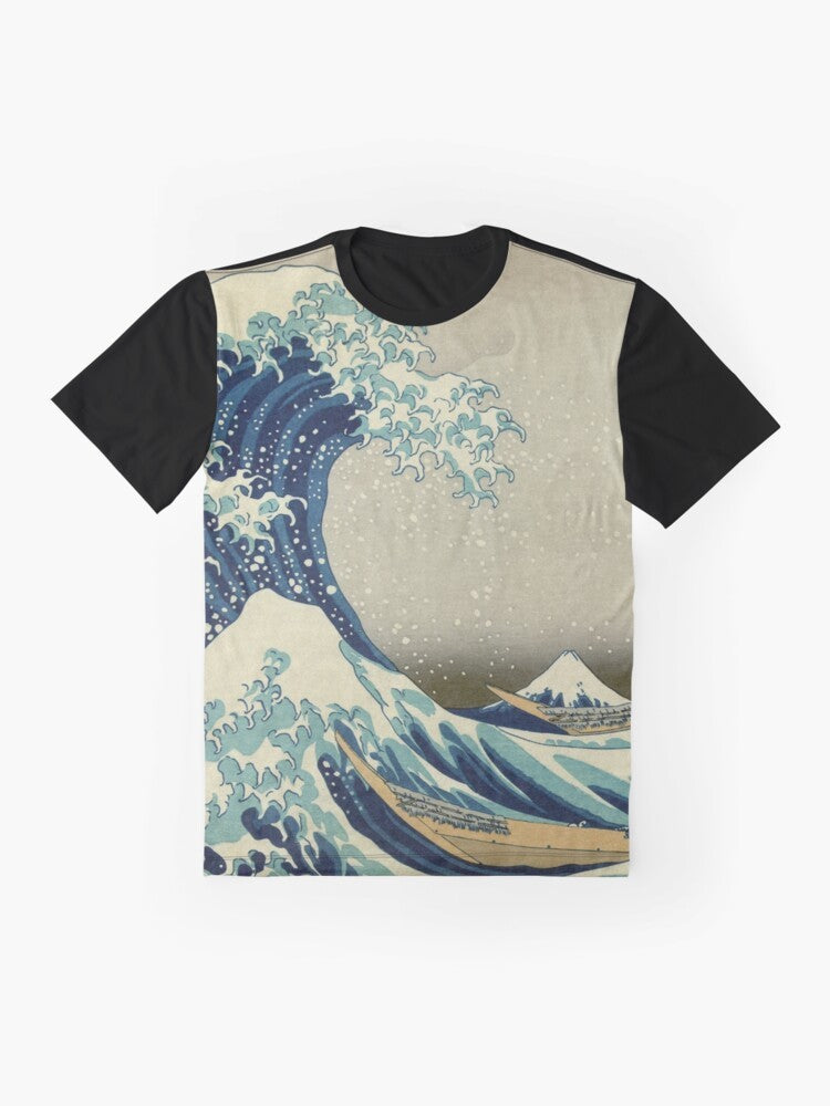 Kanagawa wave graphic t-shirt with Japanese art design - Flat lay