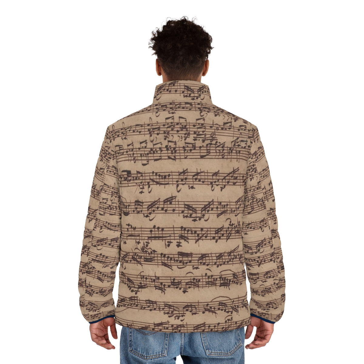 Bach Chaconne Puffer Jacket with classical music instruments - men back