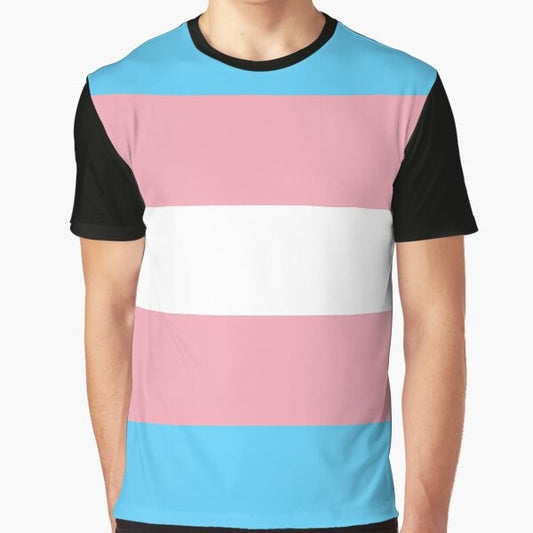 Transgender pride flag graphic design on a t-shirt