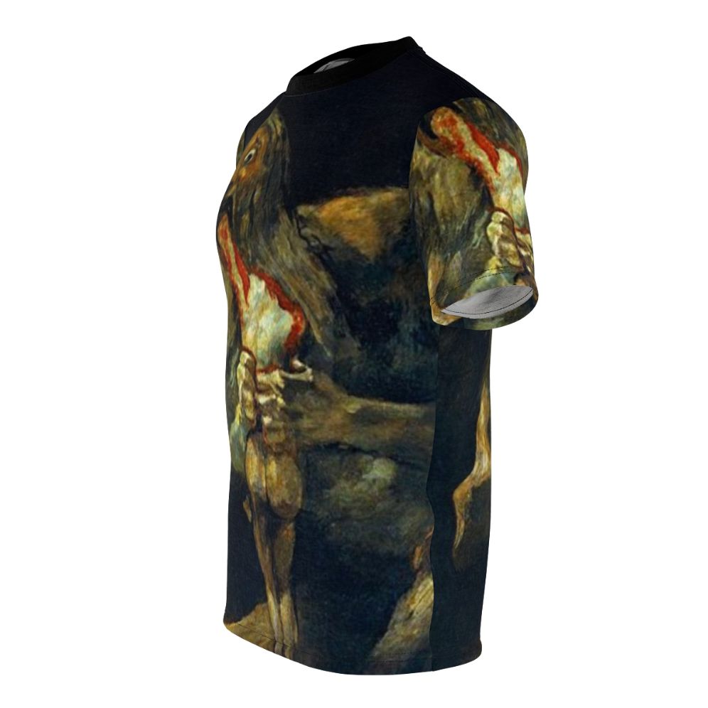 Vintage-style graphic tee featuring Francisco Goya's iconic painting "Saturn Devouring His Son". - men left