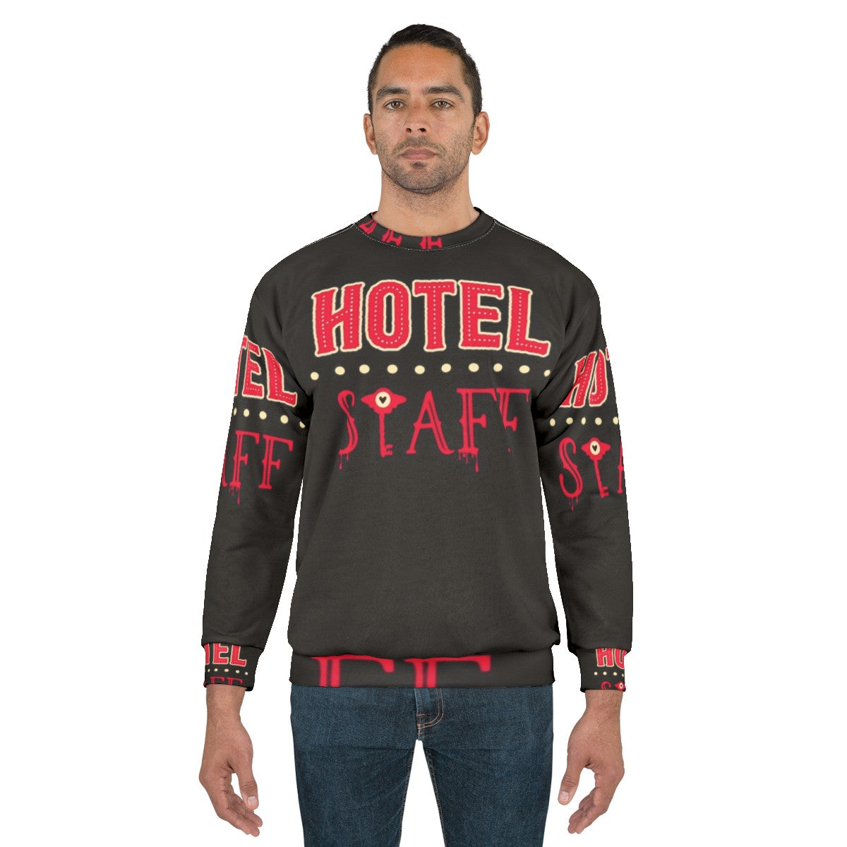 Hazbin Hotel Staff Sweatshirt featuring Alestor, Angel Dust, and other characters - men