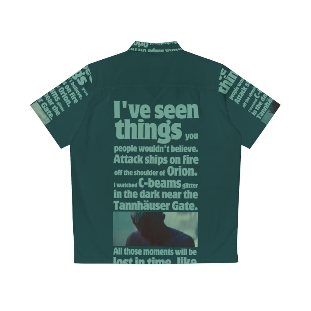 Blade Runner Quote Hawaiian Shirt with "Like Tears in Rain" Quote - Back