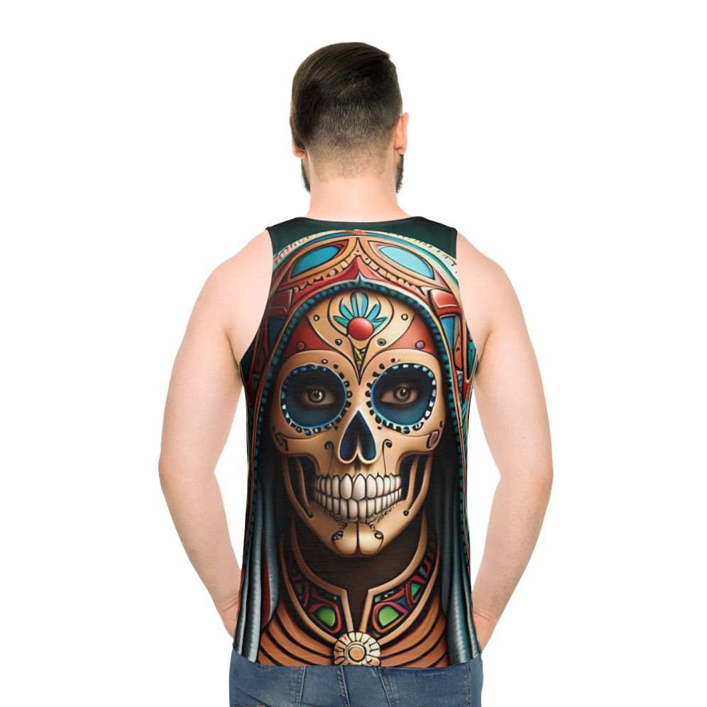 Santa Muerte skull design unisex tank top - men back