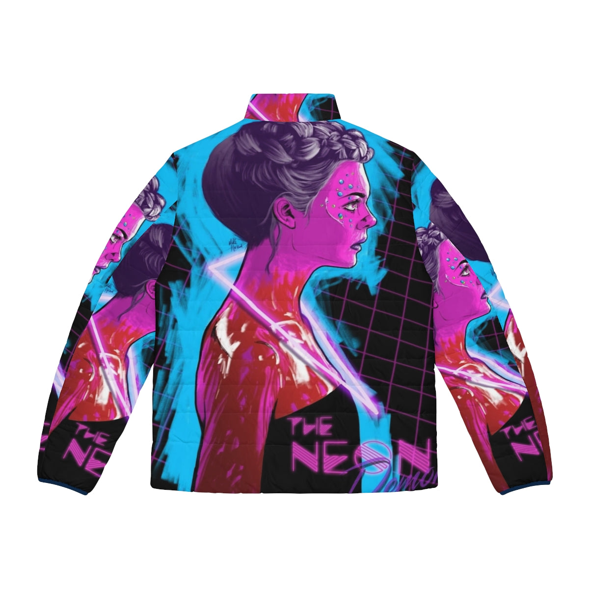 Neon Demon Puffer Jacket - A vibrant, futuristic puffer jacket inspired by the cult classic film - Back