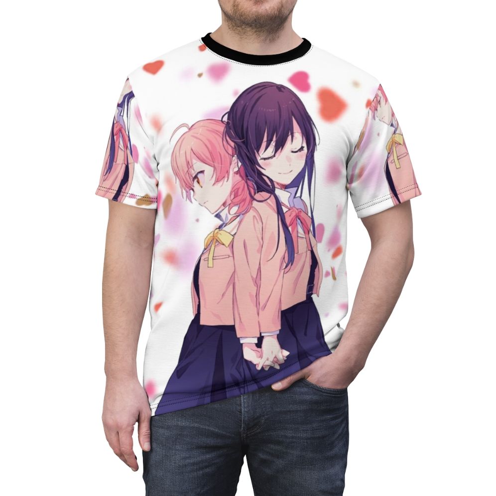 Anime inspired t-shirt featuring characters from the series Bloom Into You (Yagate Kimi ni Naru) - men front