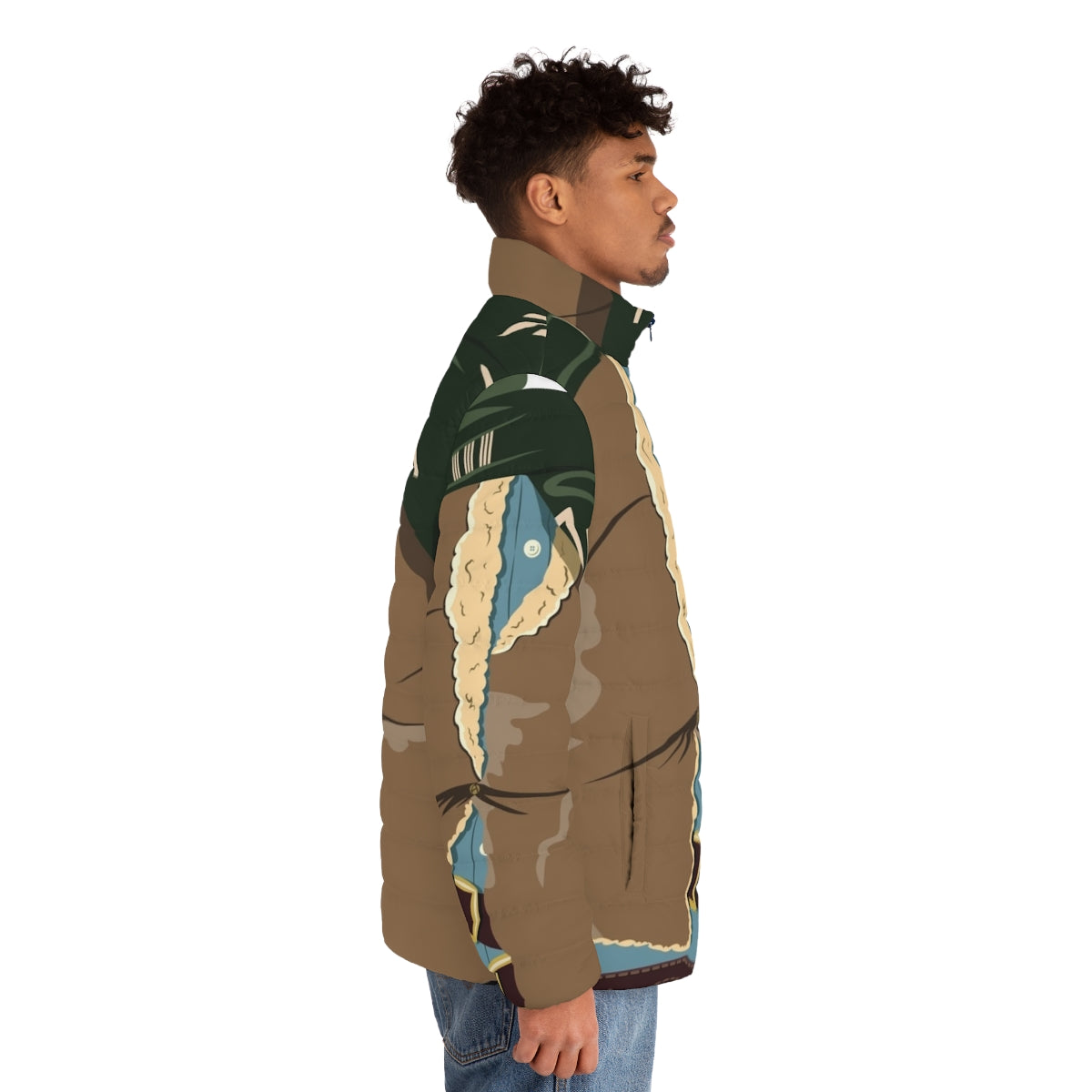 Puffer jacket with no name, inspired by spaghetti western classics - men side right