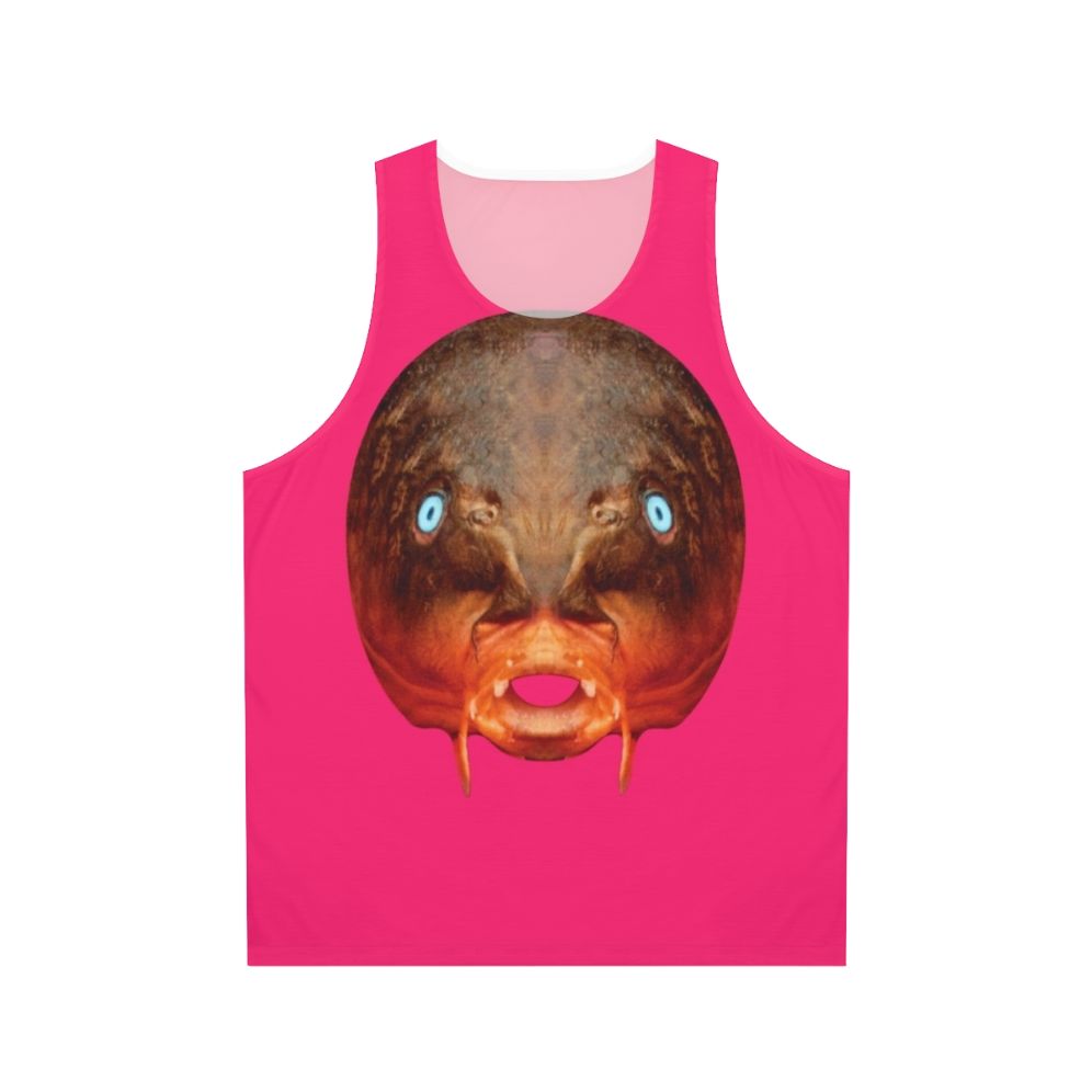 Unisex tank top featuring a surrealist "Trout Mask Replica" design