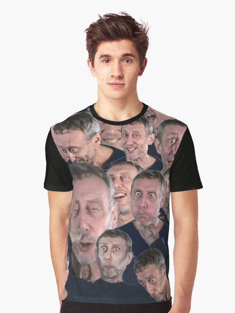 Funny graphic t-shirt featuring Michael Rosen in a silly and humorous YouTube Poop (YTP) style design. - Men