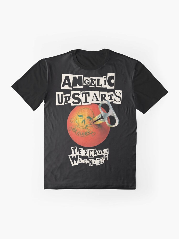 Angelic Upstarts "Teenage Warning" punk rock vintage graphic t-shirt - Flat lay