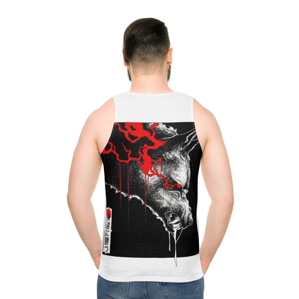 Vaporwave Wolf Unisex Tank Top - men back