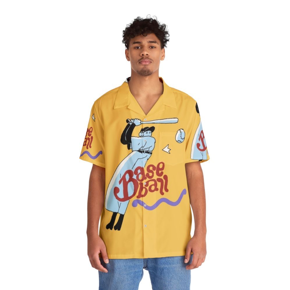 Ghostly baseball-themed Hawaiian shirt - People Front