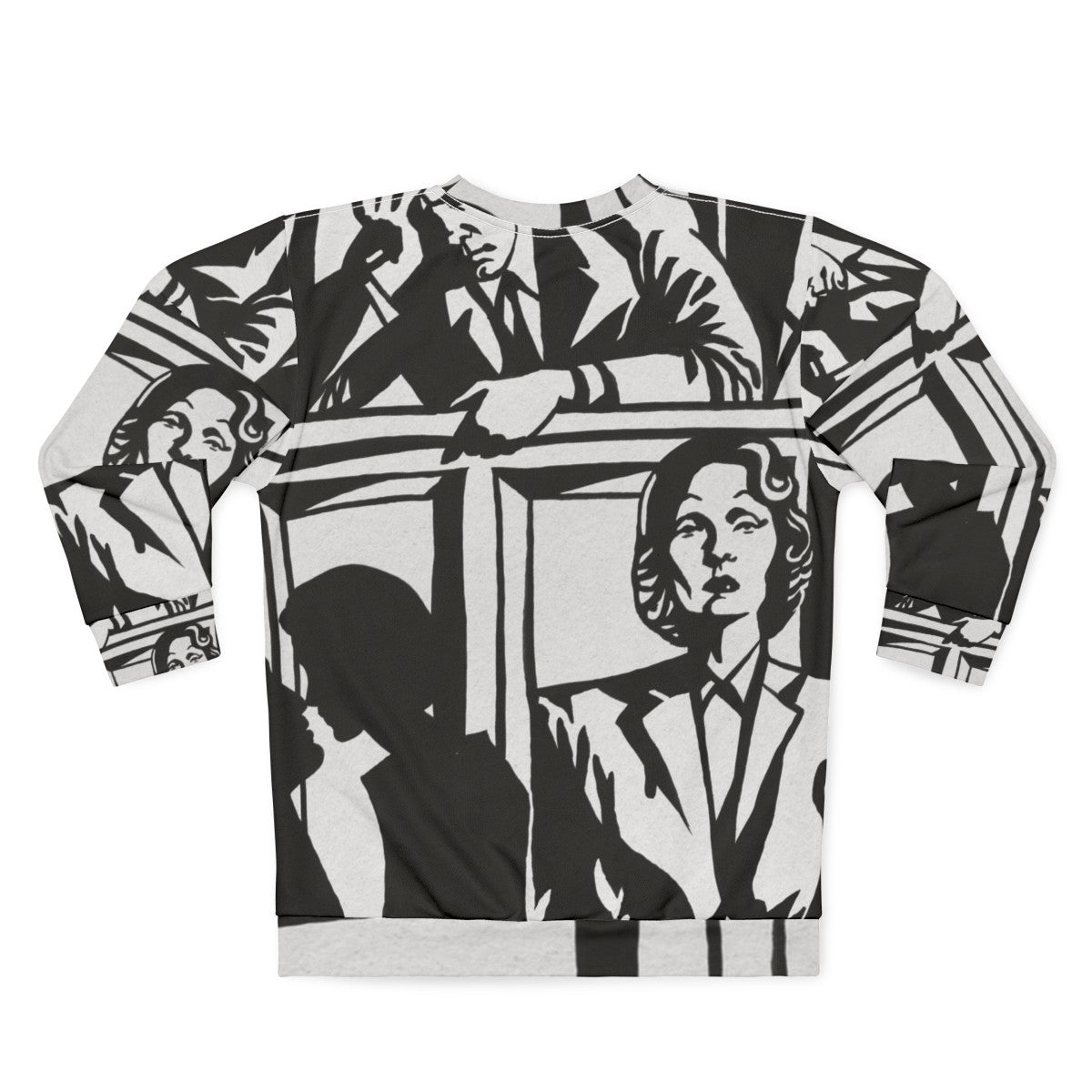 Witness For The Prosecution Sweatshirt featuring Alejandro Mogollo's Expressionist Black and White Art - Back