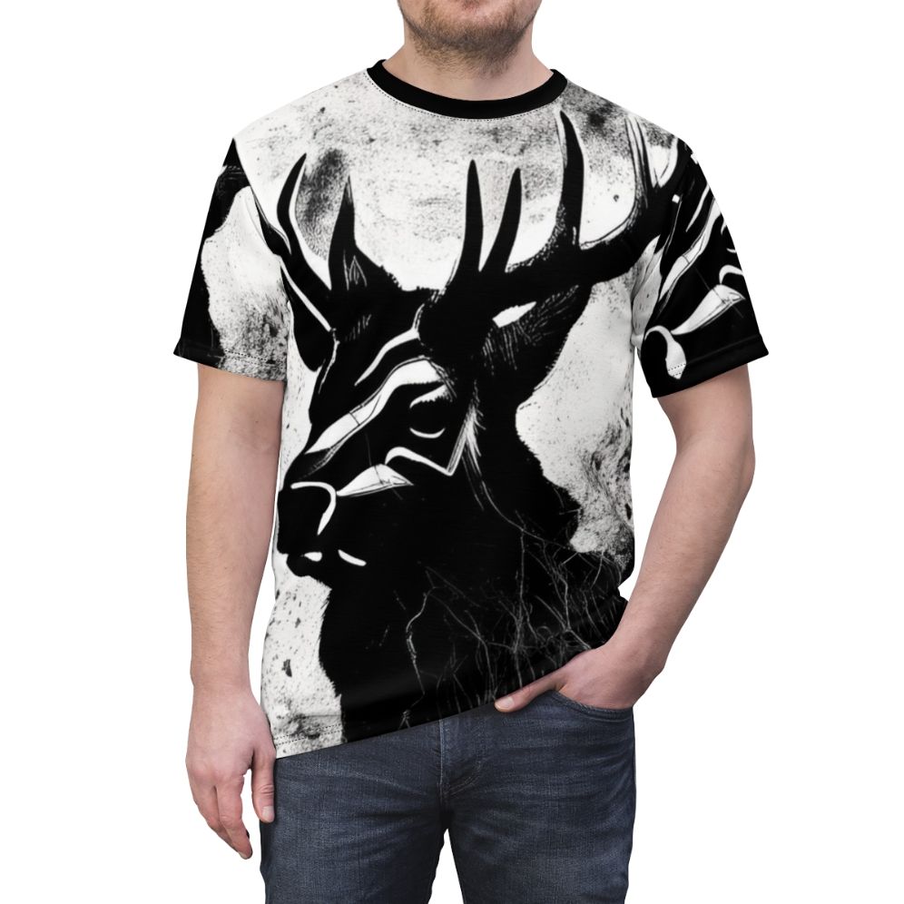 Mythical stag AOP t-shirt design - men front