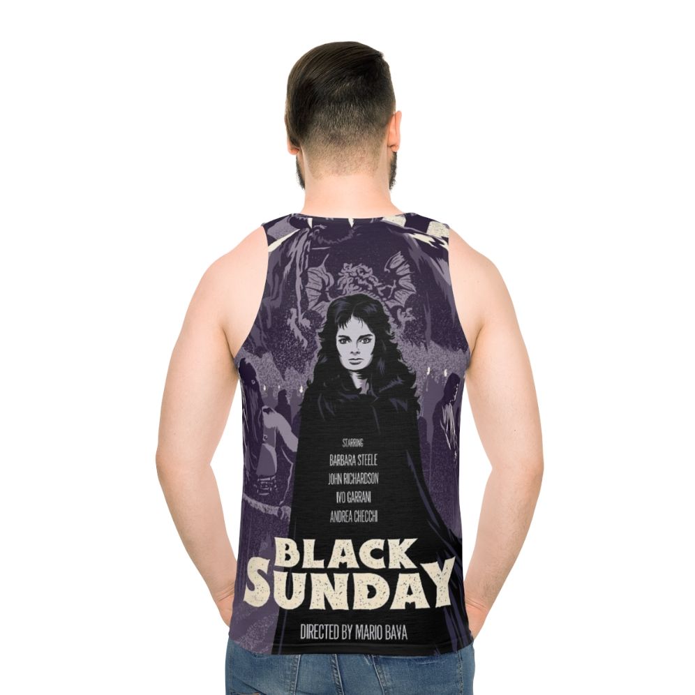 Black Sunday Horror Themed Unisex Tank Top - men back