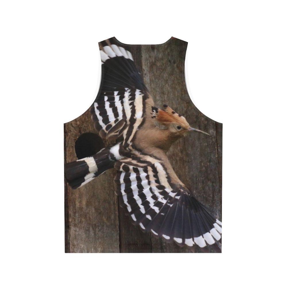 Hoopoe bird in flight on a unisex tank top - Back