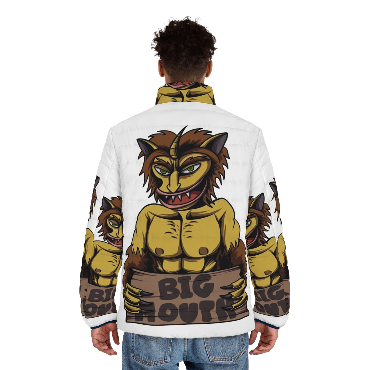 "Big Mouth" Strong Maury Puffer Jacket featuring the Hormone Monster - men back