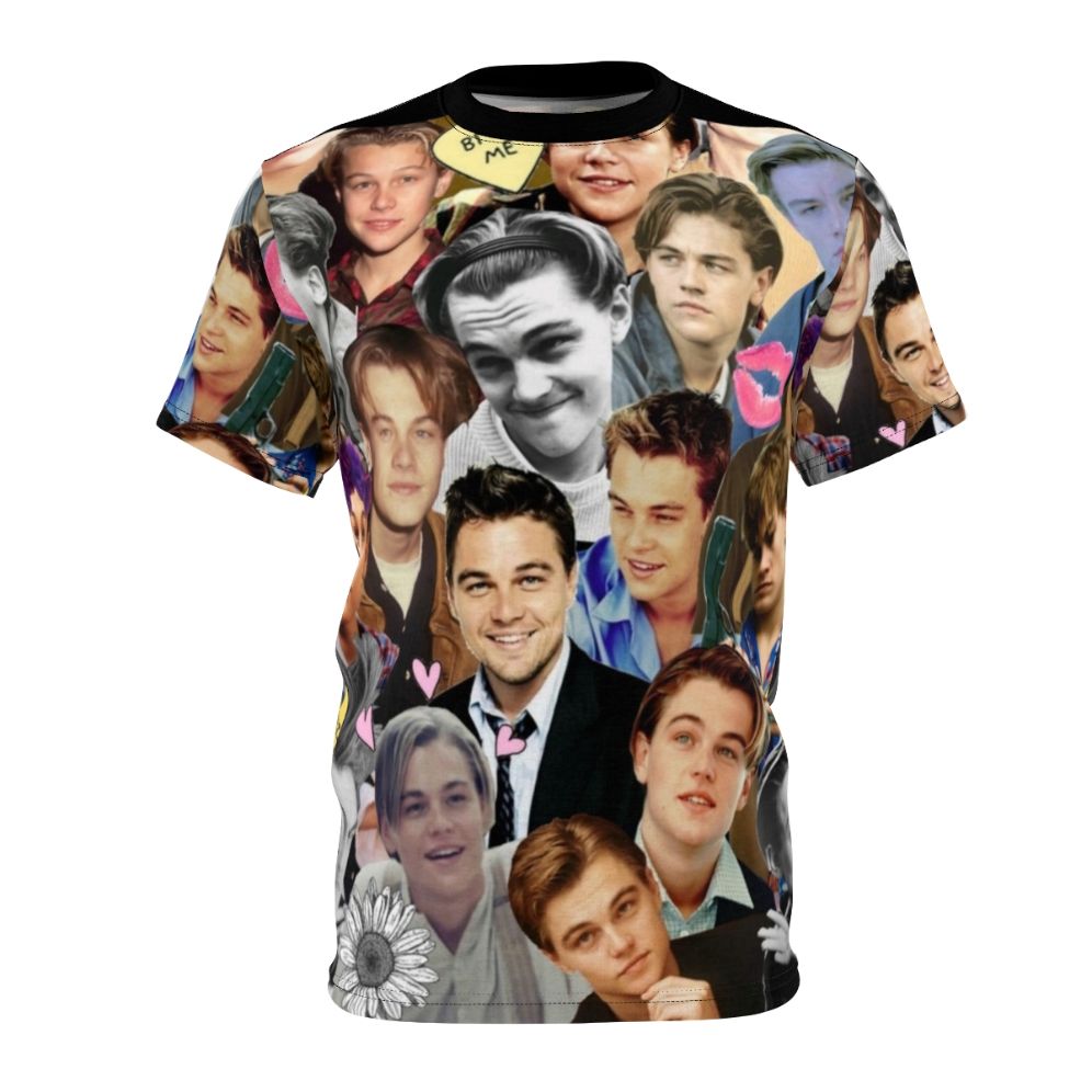 Leonardo DiCaprio portrait collage design on a high-quality t-shirt