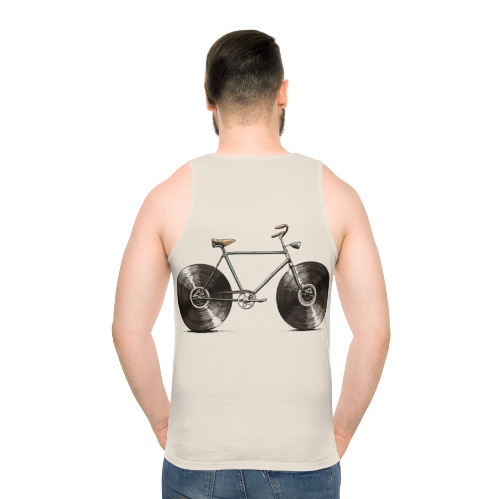 Unisex music and cycling tank top - men back