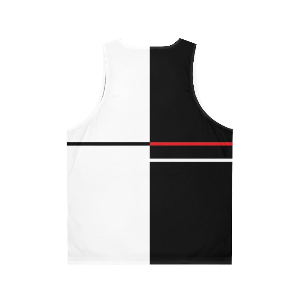 Unisex tank top with minimalist monochrome abstract art design - Back