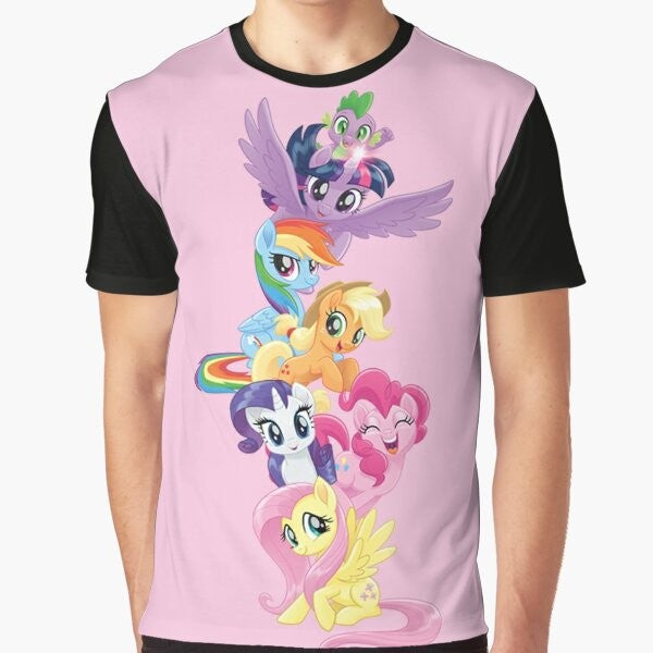 Vibrant graphic t-shirt featuring the beloved characters from My Little Pony