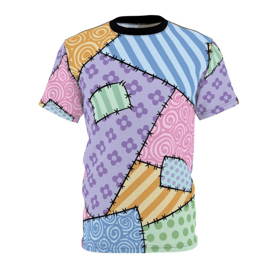 Patchwork star t-shirt with a colorful floral design