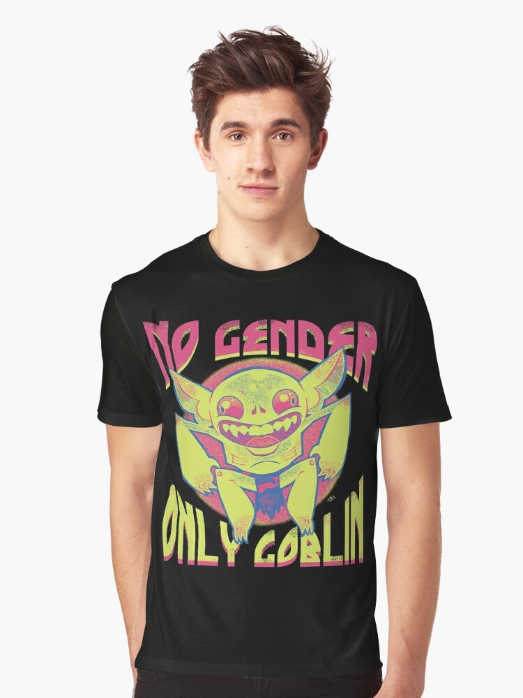 No Gender, Only Goblin - Fantasy T-Shirt with Skull, Bones, and Cryptid Graphic - Men