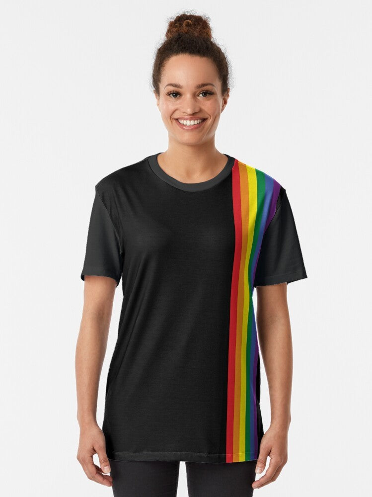 Colorful rainbow pattern graphic t-shirt with LGBTQ pride design - Women