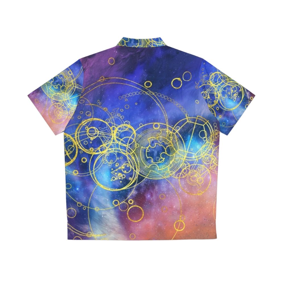 Time Lord Hawaiian Shirt Featuring Vortex Hues and Gallifreyan Motifs - Back