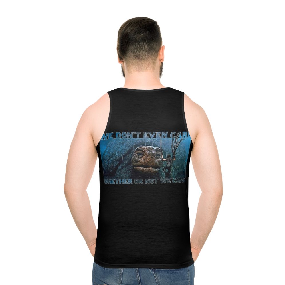 Unisex tank top with graphic design of the turtle from 'The Neverending Story' - men back